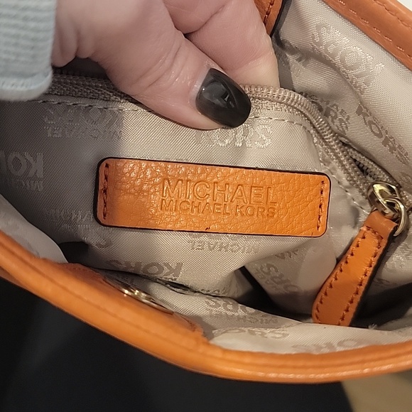 Michael Kors Beige and Orange MK Logo Crossbody - Picture 6 of 16
